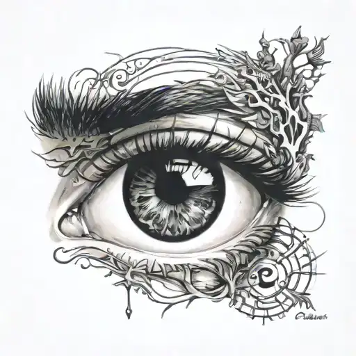 dark abyss eyes surrounded tattoo design idea