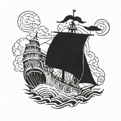 going merry one piece ship sailing tattoo design idea
