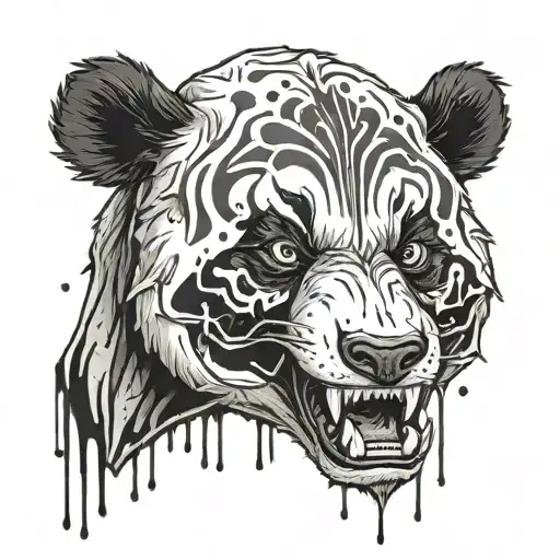 panda head venom drips from the fangs tattoo design idea