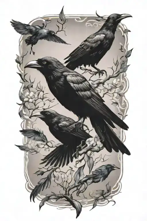 crows flying  tattoo design idea