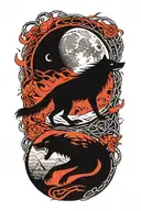 Fenrir wolf broken chains and moon phases tattoo design idea