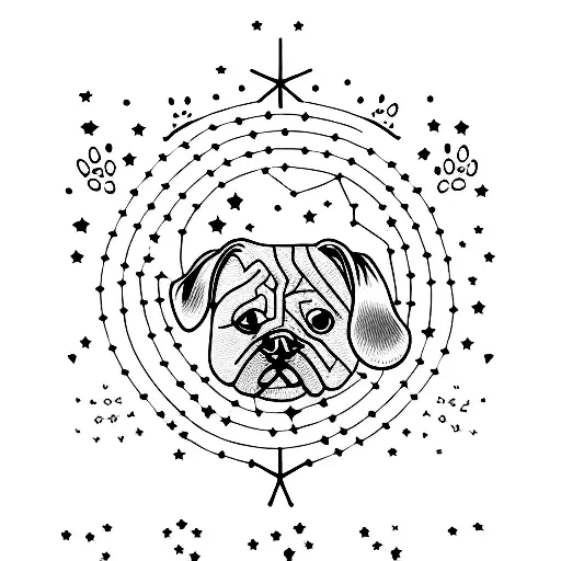 A constellation of stars forming the shape of a dog, representing the bond with your pets tattoo design idea
