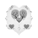 A heart-shaped family tree with each member's name as branches tattoo design idea