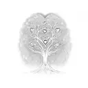 A heart-shaped family tree with each member's name as branches tattoo design idea