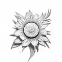 A white and black drawing including a single edelweiss, a single branch of rosemary, a single playing card with the quee tattoo design idea