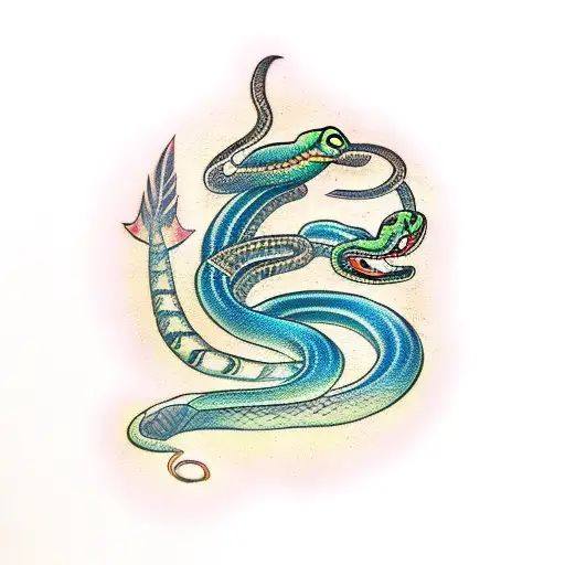 Snake with aquarius, maori tattoo design idea