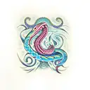 Snake with aquarius, maori tattoo design idea