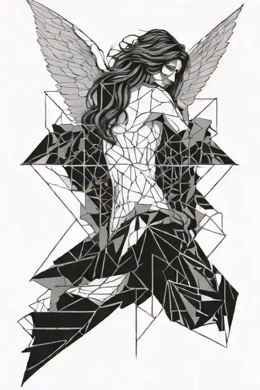i want the fallen angel tattoo of which half is falling and the other half is rising up tattoo design idea