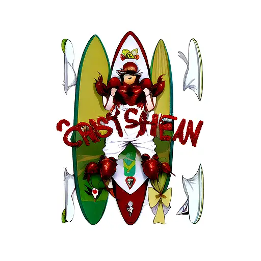 crawfish on a surfboard tattoo design idea