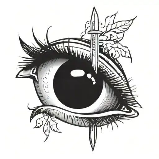 eye and knife piercing tattoo design idea