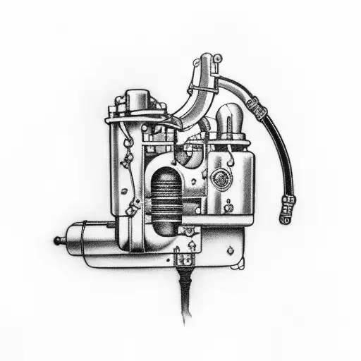 steam engine and needle tattoo design idea
