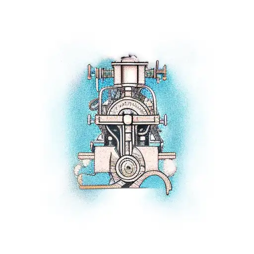 steam engine, needle tattoo design idea