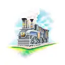 steam engine, needle tattoo design idea