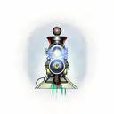 steam engine, needle tattoo design idea