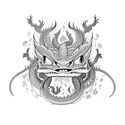 draw a dragon like toothless but with body parts like shuvi from the movie no game no life tattoo design idea