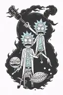 Rick and morty black grey tattoo tattoo design idea