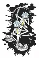 Rick and morty black grey tattoo tattoo design idea