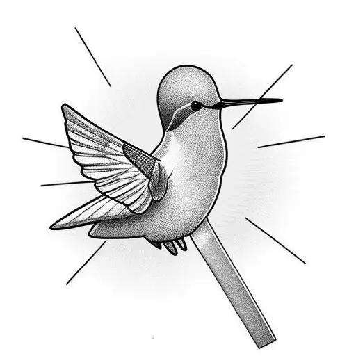 A minimalist tattoo of a hummingbird perched on a key, representing the balance between your love for traveling and your occupation as an electrician. tattoo design idea