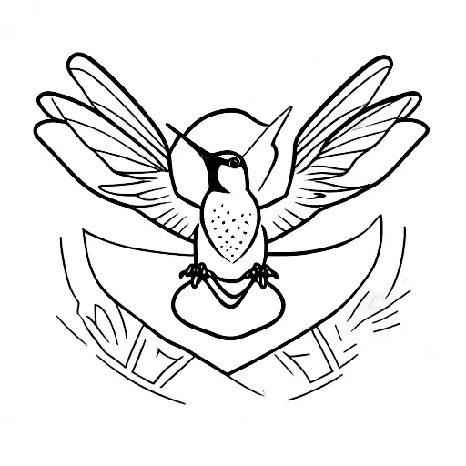 A minimalist tattoo of a hummingbird perched on a key, representing the balance between your love for traveling and your occupation as an electrician. tattoo design idea