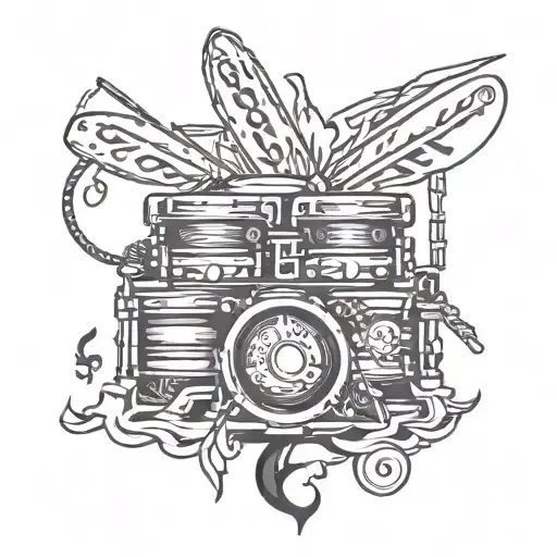 drums music cassette tape dark  tattoo design idea