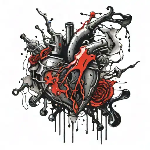Cold heart being pierced by three black nails tattoo design idea