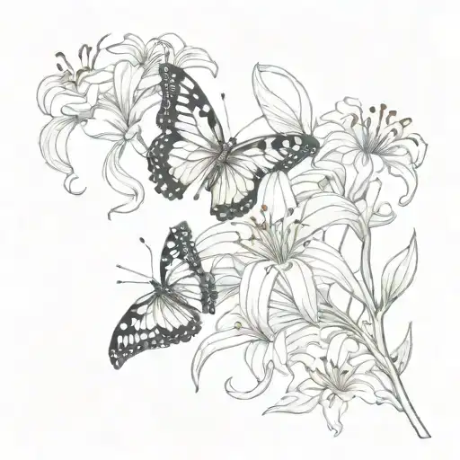 Butterfly and Spider Lily tattoo design idea