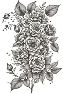 design a tattoo of a field bouquet in which the constellation Ursa Major (only the pan) is subtly placed by the flowers tattoo design idea