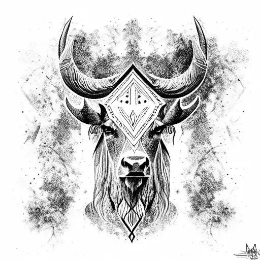 Beautiful Belarusian bison depicted in portrait form or profile tattoo design idea