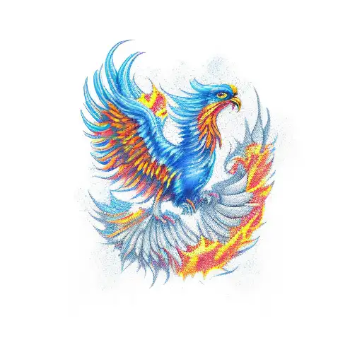 rising Phoenix 3/4 sleeve tattoo design idea