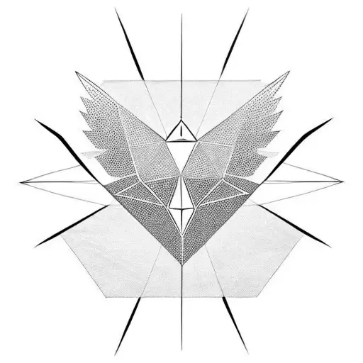 geometric diamond abstract with dove in the middle tattoo design idea