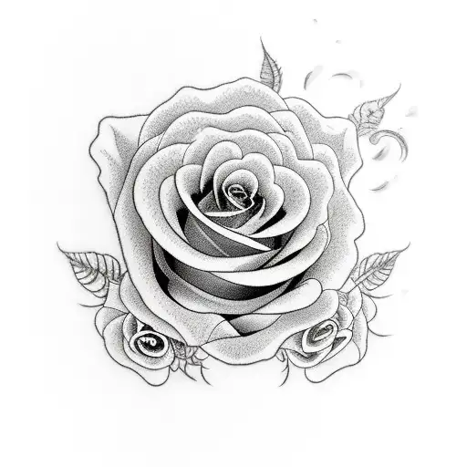 mad tiger with roses and lines going around it tattoo design idea