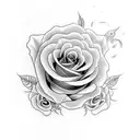 mad tiger with roses and lines going around it tattoo design idea