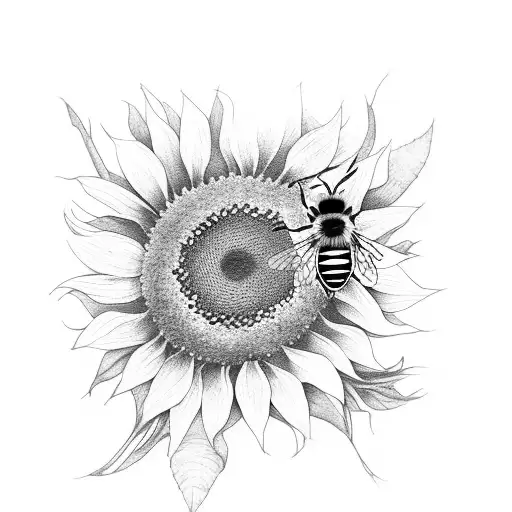 Bee and Sunflower with Kangaroo nearby ] tattoo design idea