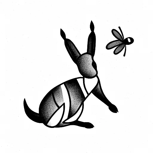 Kangaroo and Bee  tattoo design idea