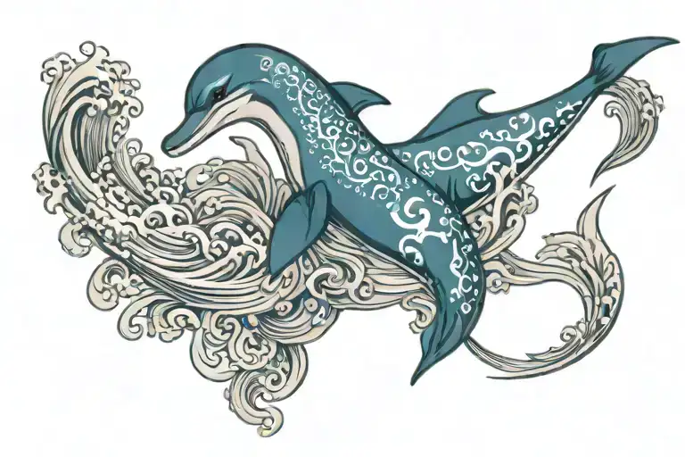 dolphin gang tattoo hoodie ascending into heaven tattoo design idea