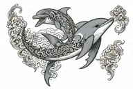 dolphin gang tattoo hoodie ascending into heaven tattoo design idea