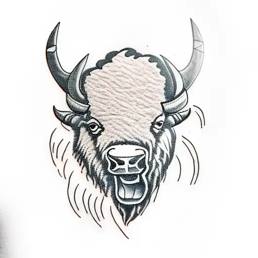 Bison with "into the storm" text tattoo design idea