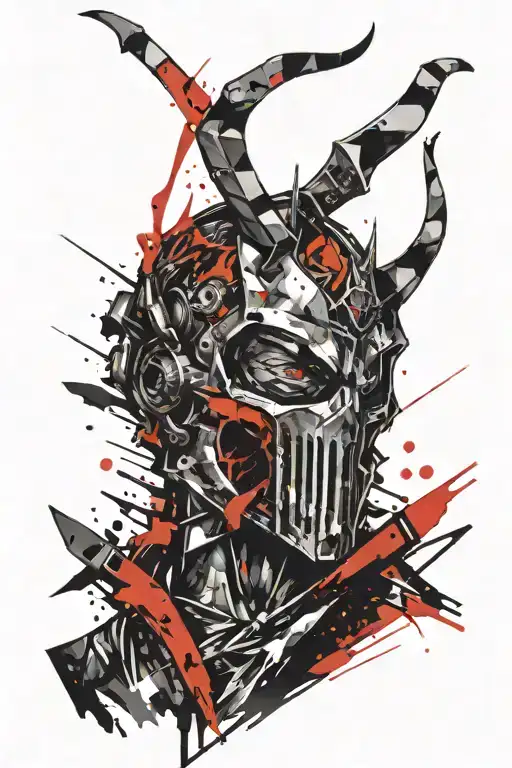 devil armor saber in mouth tattoo design idea