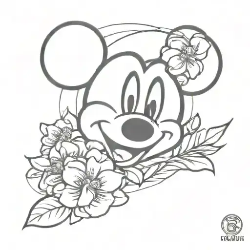 3 flowers hidden Mickey mouse tattoo design idea