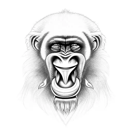 mandrill with heart in mouth tattoo design idea