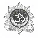 Om symbol with initials C F M and L tattoo design idea