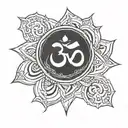 Om symbol with initials C F M and L tattoo design idea