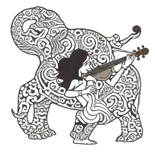 Violin, family, friends, reading books, Indian culture, elephant tattoo design idea