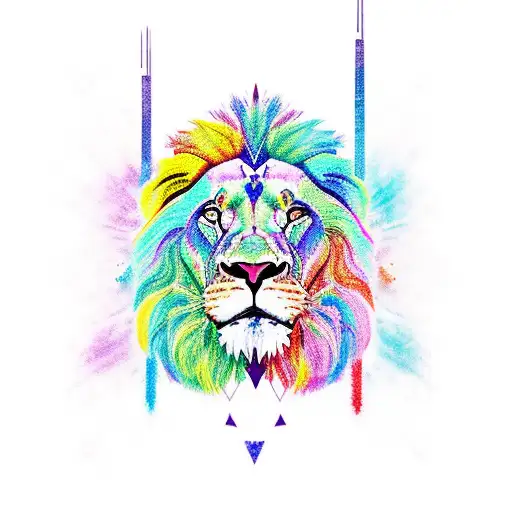 lion and good vibes tattoo design idea