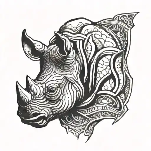 rhino head tattoo design idea