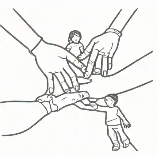 family holding hands tattoo design idea