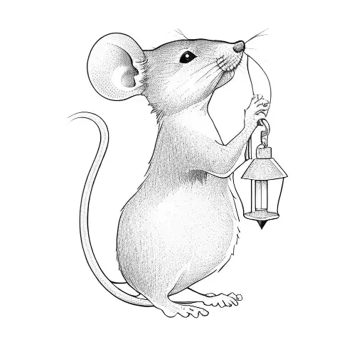 a mouse holding a lantern tattoo design idea