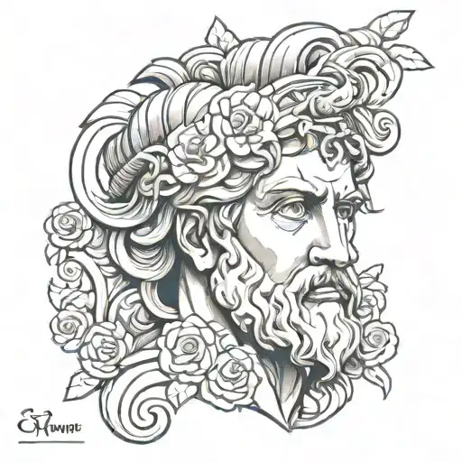 Greek mythology, greek god, greek statue head, tattoo design idea