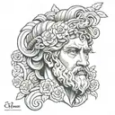 Greek mythology, greek god, greek statue head, tattoo design idea