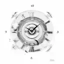 blackhole cutting through a clock face tattoo design idea